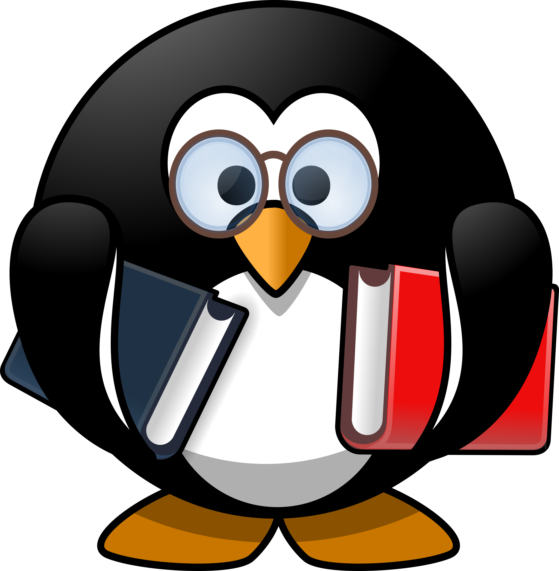 Tux the Penguin reading books