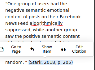 Automatically generated citation in a Zotero note