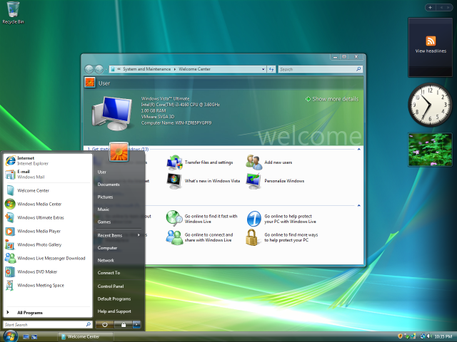 Windows Vista, with Aero