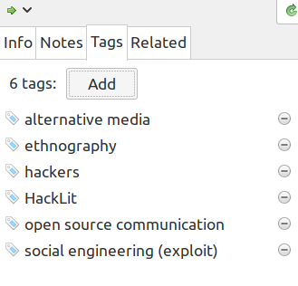 A Zotero tag window