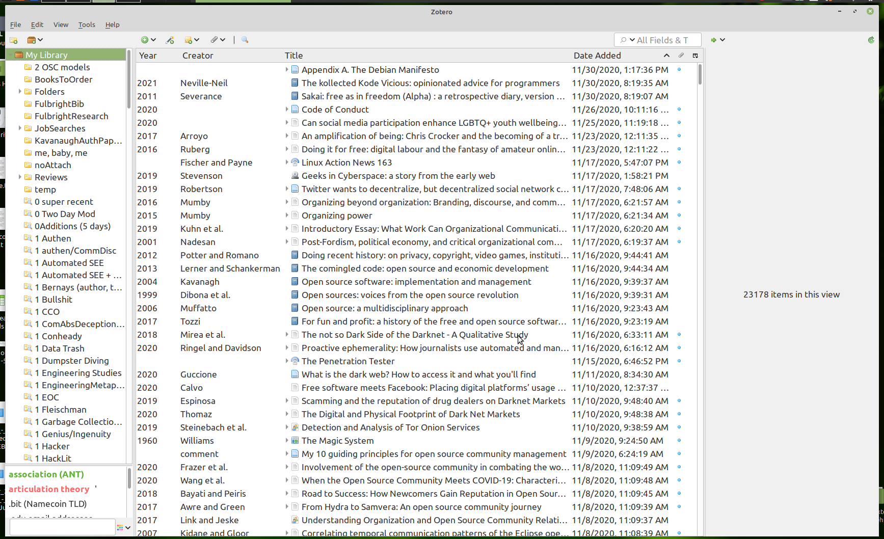 A screenshot of a Zotero library